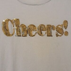 J.Crew Soft 100% Cotton Long Sleeve Festival Tee Sequins Scoop Crew Neck sz L